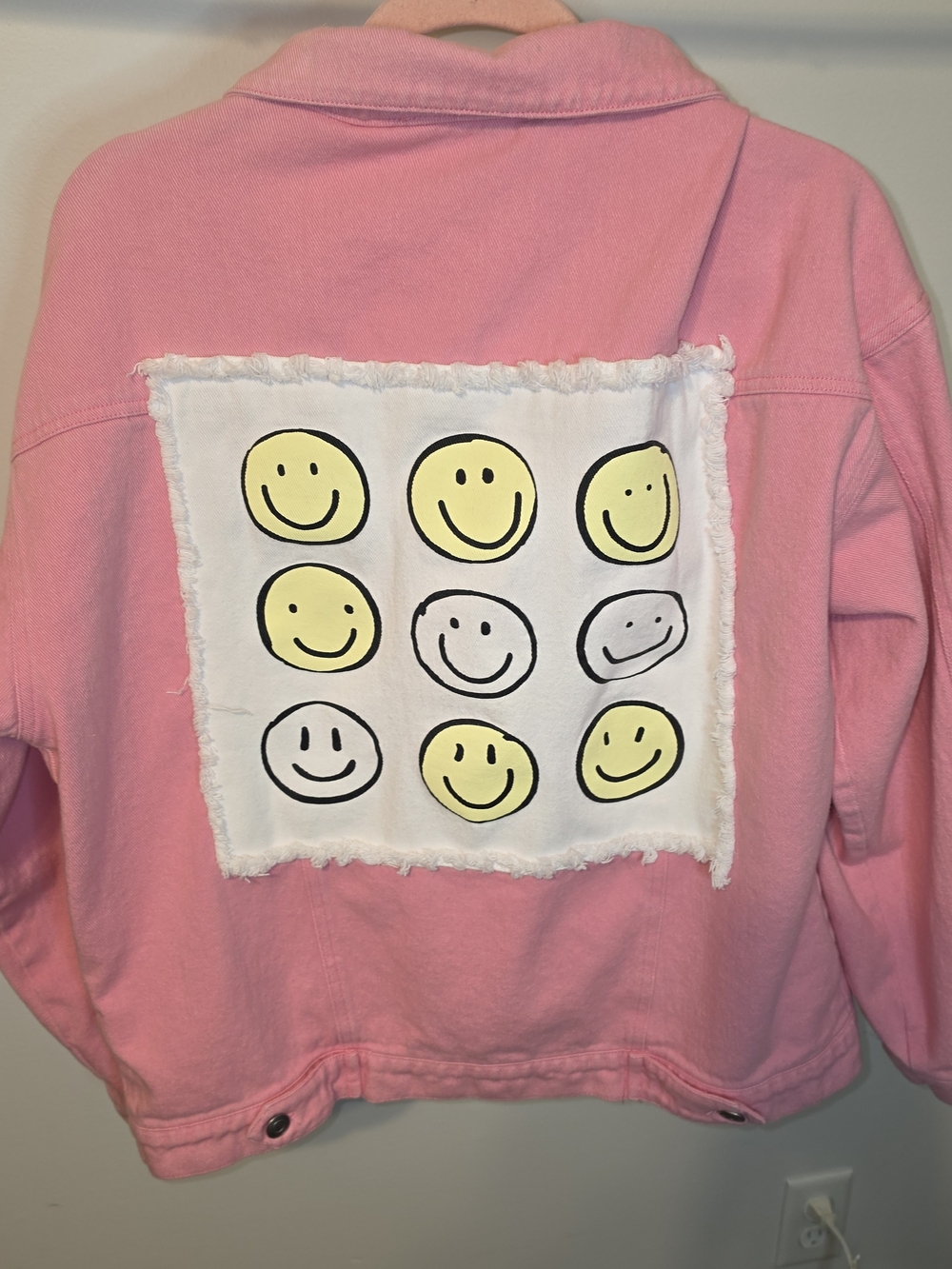 Fantastic Fawn Pink Jean Jacket with Smiley Patch